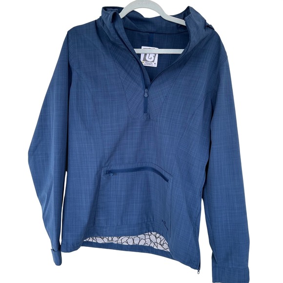 Burton Water Resistant Anorak Jacket Blue Quarter Zip Pocket Hooded Women's M - Picture 3 of 8